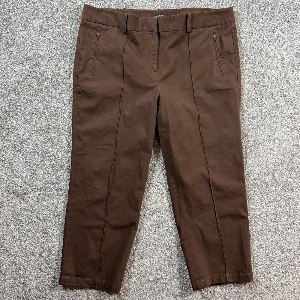 Talbots Woman Brown Stretch Ankle Pants Womens Size 20 Career Casual